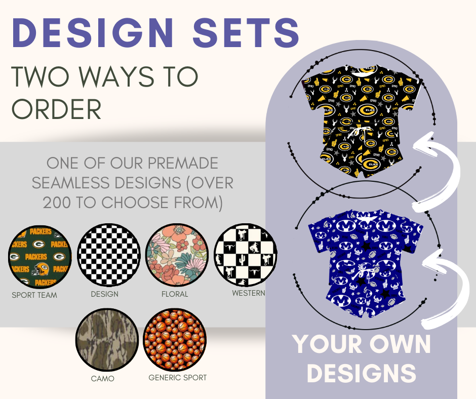 PREORDER: Custom Print TWO PIECE SET ( kids and adults) - provided seamless 9.15.25