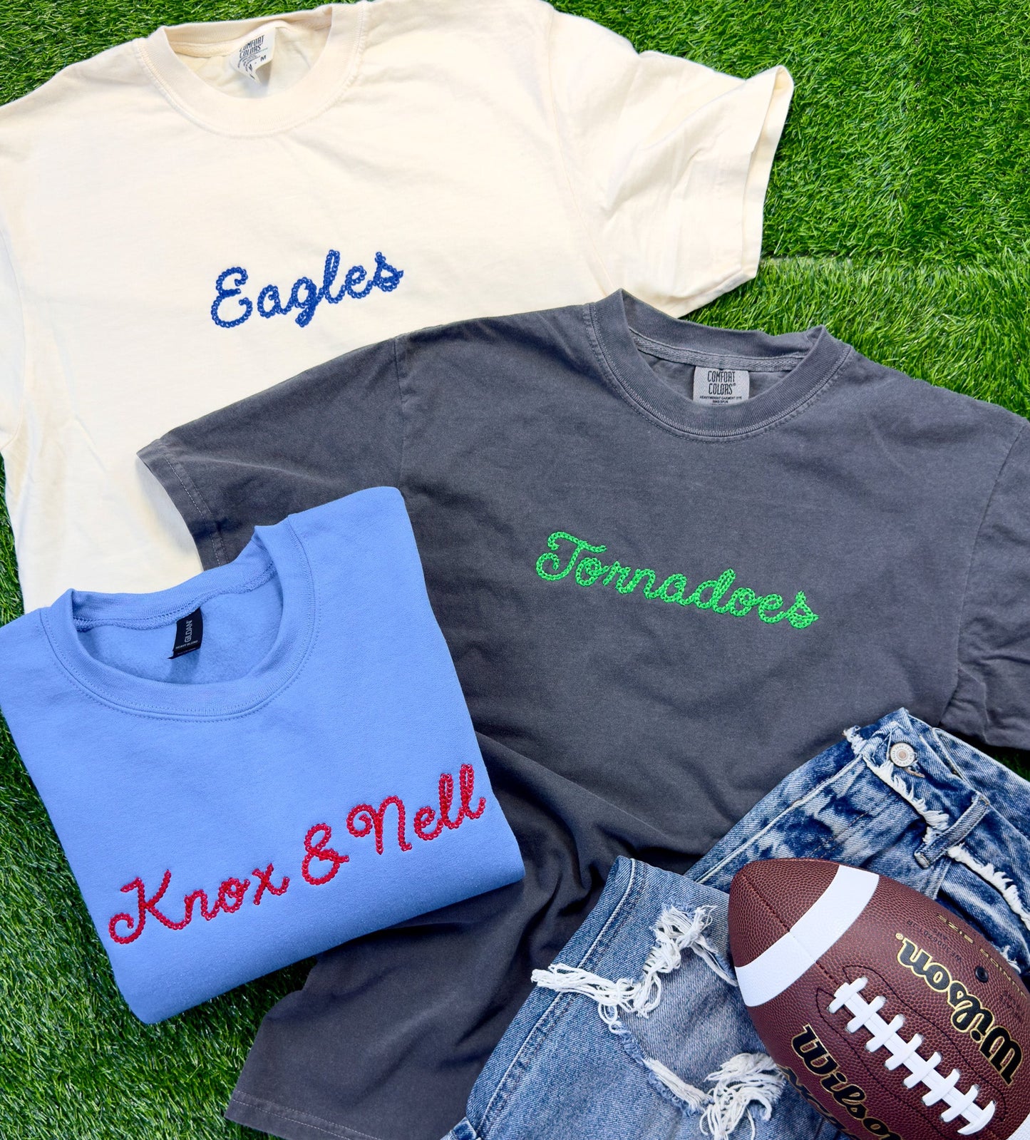 Custom Chain-stitched Short Sleeve Tees