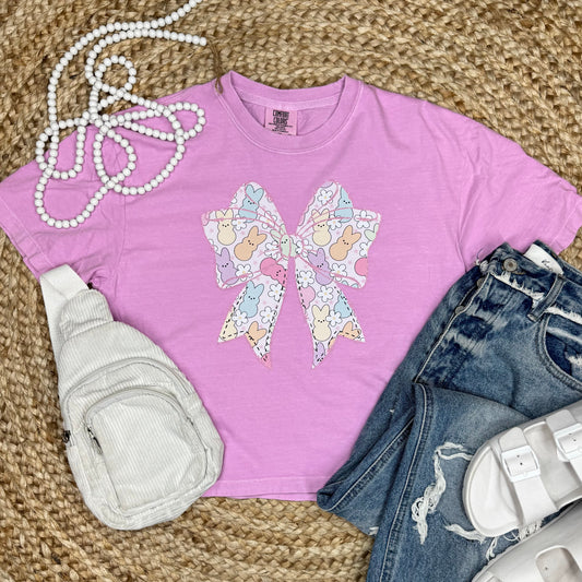 Peeps Bow Easter Crop Top