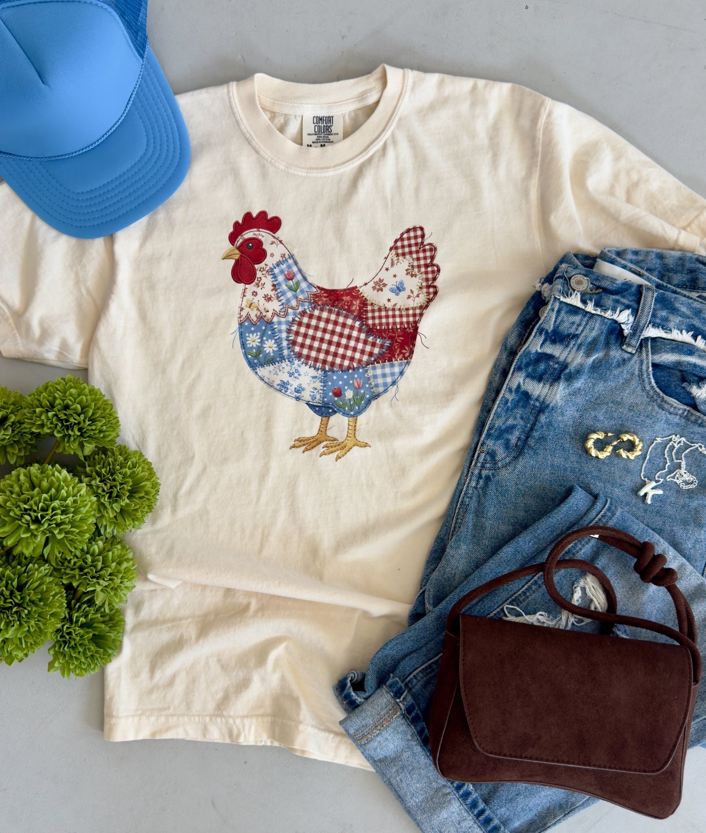 Red Quilted Chicken Tee