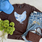 Blue Quilted Chicken Tee