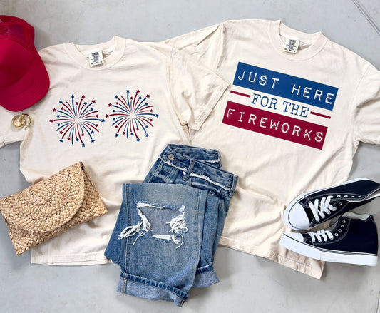 Just Here For The Fireworks Couples Tees