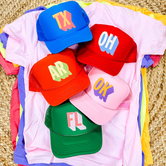 Customizable State Abbreviation Hats