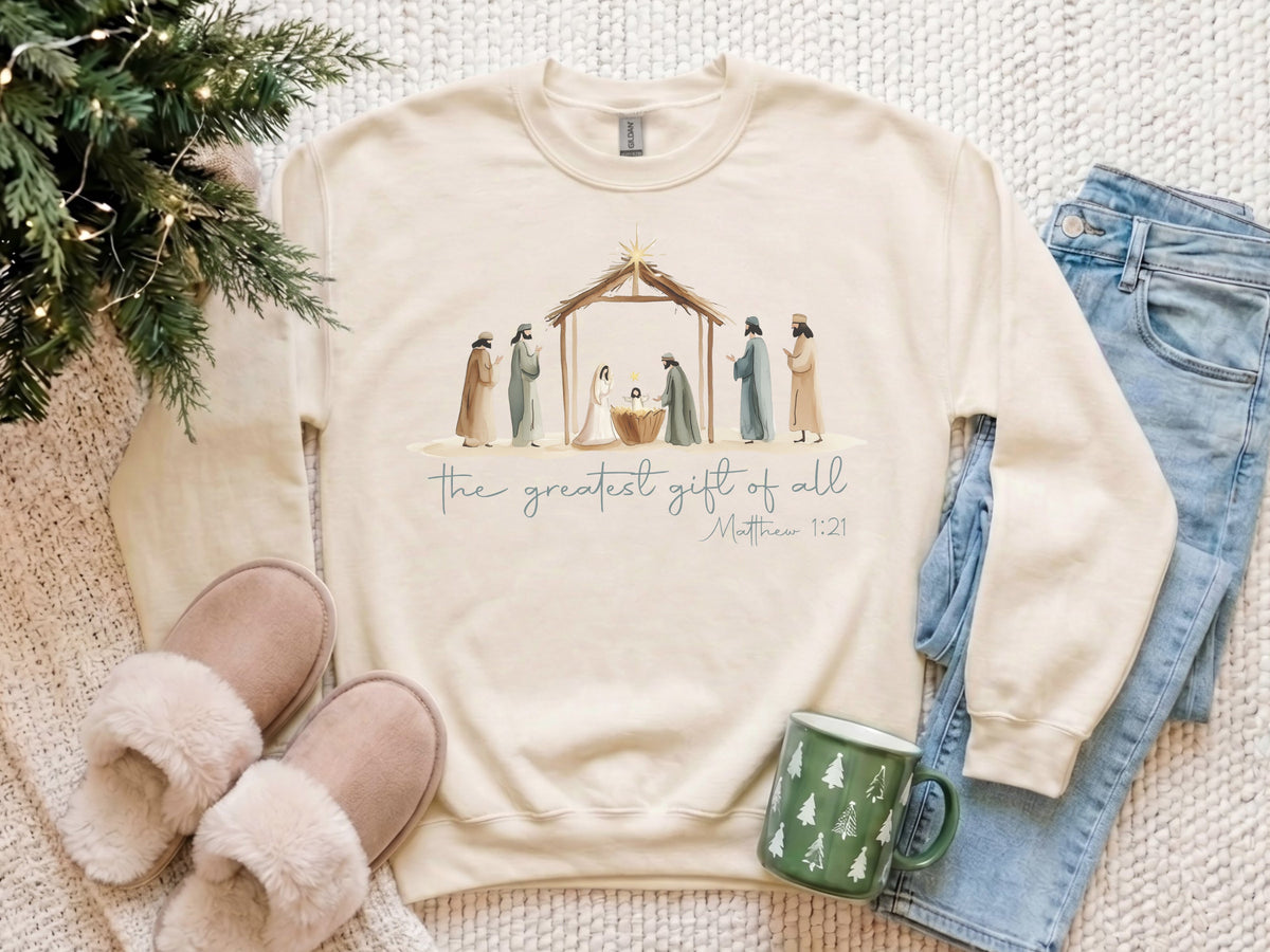 The Greatest Gift Christmas Crewneck or Tee