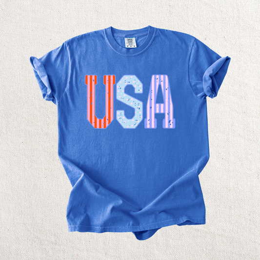 USA Stripes and Stars Graphic Tee