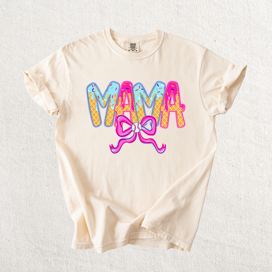 Baseball Mama Ice Cream Drip Graphic Tee