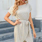 Tied Striped Cap Sleeve Dress