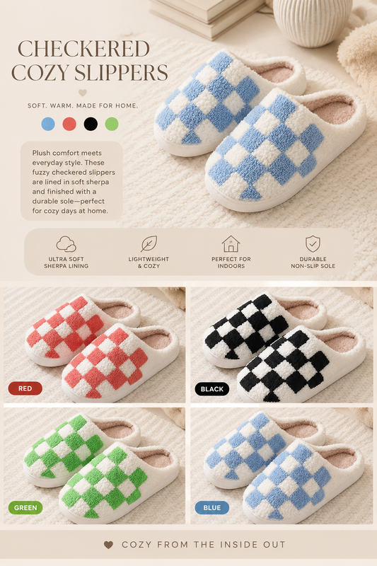 PREORDER: Checkered Cozy Slippers 8.17.26