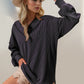 Double Take Exposed Seam Ribbed Textured V-Neck Long Sleeve T-Shirt
