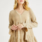 Hailey & Co V-Neck Flounce Sleeve Knit Top