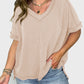 Lovelet Texture V-Neck Half Sleeve T-Shirt