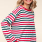 Haptics Full Size Striped Contrast Side Slit Knit Top