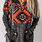 Geometric Long Sleeve Drawstring Hoodie