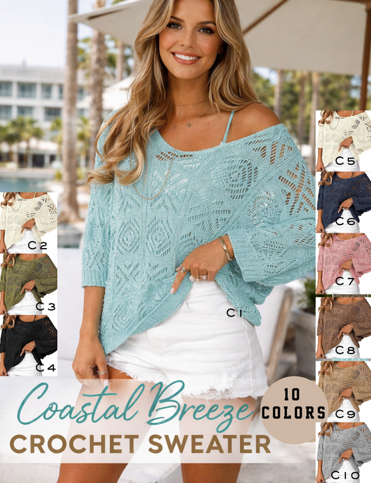 PREORDER: Coastal Breeze Crochet Sweater 3.30.26
