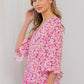 Sew In Love Full Size Floral V-Neck Flounce Sleeve Top
