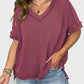Lovelet Texture V-Neck Half Sleeve T-Shirt