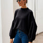 Round Neck Dropped Shoulder Lantern Sleeve Sweater