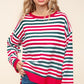 Haptics Full Size Striped Contrast Side Slit Knit Top
