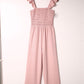 Ruffle Shoulder Smocked Pocket Jumpsuit