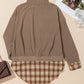 Drawstring Plaid Turtleneck Long Sleeve Top