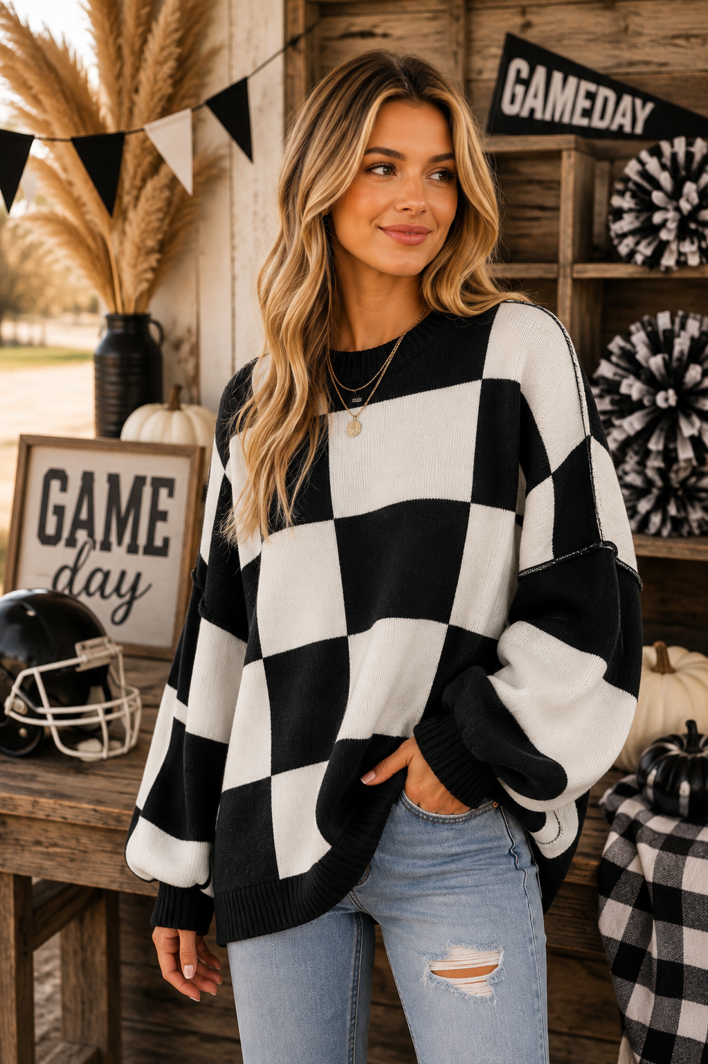 PREORDER: Cozy Checker Sweater 8.10.26
