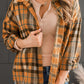 Plaid Collared Neck Long Sleeve Button-Up Shirt