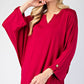 Celeste Full Size Notched Three-Quarter Sleeve Blouse