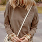 Drawstring Plaid Turtleneck Long Sleeve Top