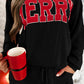 MERRY Round Neck Long Sleeve Top and Shorts Set