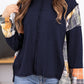 Plaid Exposed Seam Round Neck Sweatshirt