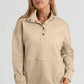Half Sanp Drop Shoulder Long Sleeve Sweatshirt