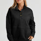 Half Sanp Drop Shoulder Long Sleeve Sweatshirt