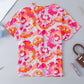 Printed V-Neck Short Sleeve Blouse