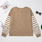 Checker & Stripes Round Neck Long Sleeve Blouse