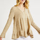 Hailey & Co V-Neck Flounce Sleeve Knit Top