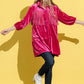 And The Why Fringe Detailed Velvet Shirt Dress