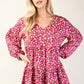 Celeste Full Size Floral V-Neck Balloon Sleeve Blouse