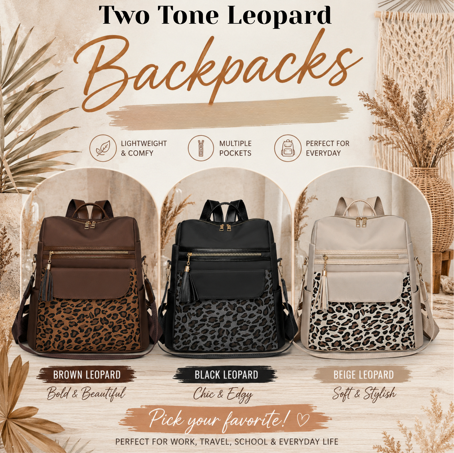 PREORDER: Two Tone Leopard Backpacks  8.17.26