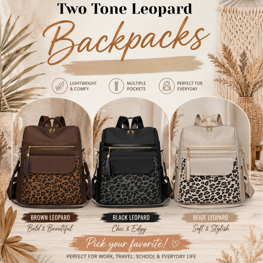 PREORDER: Two Tone Leopard Backpacks  8.17.26