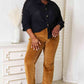 Double Take Waffle-Knit Collared Neck Dropped Shoulder Shirt