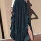 Ruffle Trim Wide Leg Slit Pants