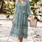 Leopard Surplice Tie Belt Slit Dress