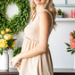 Decorative Button V-Neck Waffle-Knit Babydoll Tank