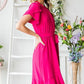 Reborn J Tie Waist Ruffle Trim Short Sleeve Dress