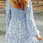 Smocked Floral Square Neck Balloon Sleeve Dress