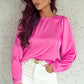 Round Neck Ruff Sleeve Blouse