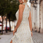 Floral Frill Trim Keyhole Sleeveless Dress