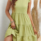 Textured Ruffle Trim Tiered Dress