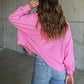Ribbed Collared Neck Button Up Jacket