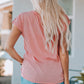 Women Buttoned Roll-Tab Sleeve Tee Shirt